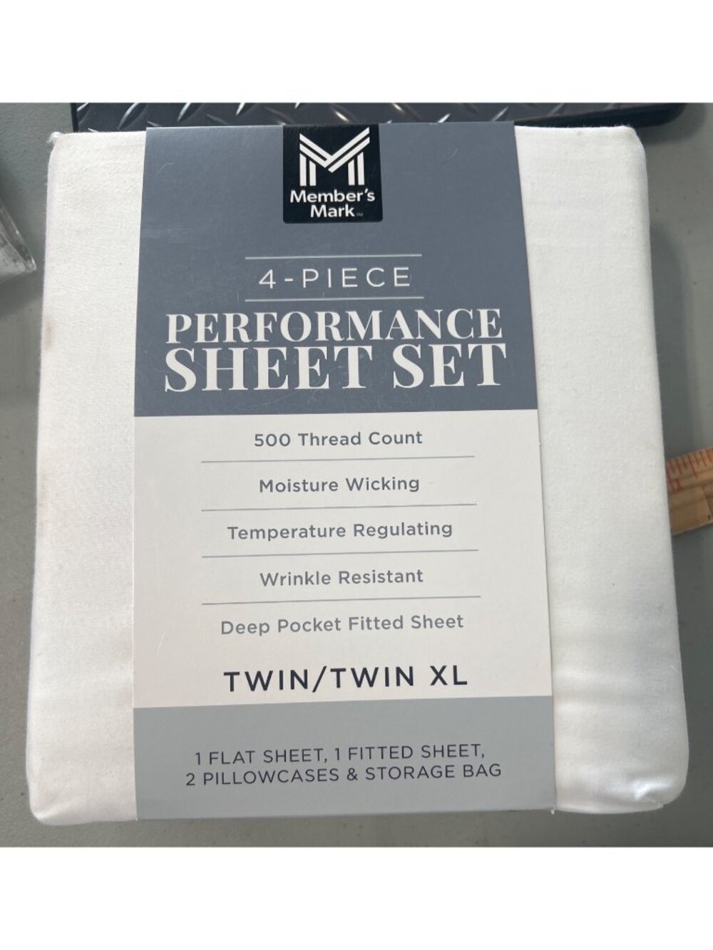 Members Mark 4-Piece Performance Twin/Twin XL Dorm Sheet Set 500tc Arctic White